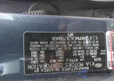 2020 Kia Sportage Lx из США, поврежденный, VIN KNDPMCAC3L7764420